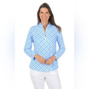ANTHONY'S RESORT WEAR
Periwinkle Plaid Cooling UPF50+ Quarter Zip Top medium
